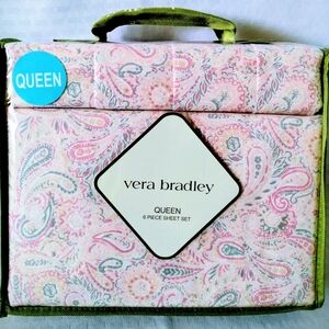 Vera Bradley Queen Sheet Set 6 Piece Pink Paisley Polyester